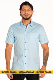 CAMISA HOMBRE AZUL CLARO MANGA CORTA REF 102001