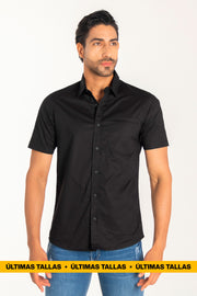 CAMISA HOMBRE NEGRO MANGA CORTA REF 102001