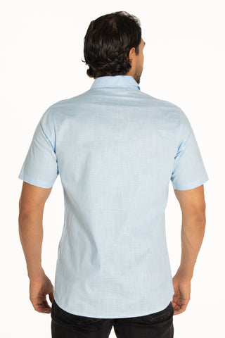 CAMISA HOMBRE AZUL CLARO MANGA CORTA REF 102001