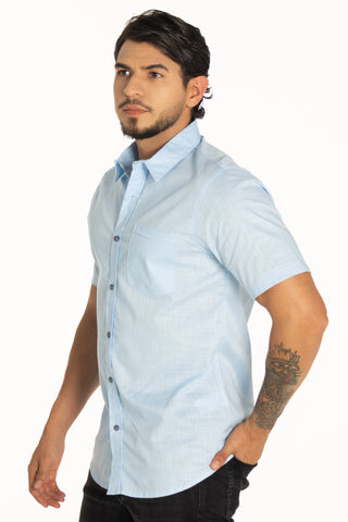 CAMISA HOMBRE AZUL CLARO MANGA CORTA REF 102001