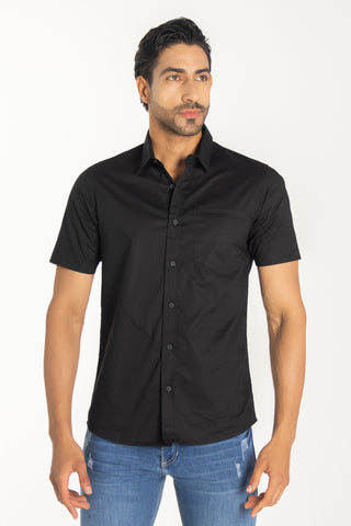 CAMISA HOMBRE NEGRO MANGA CORTA REF 102001